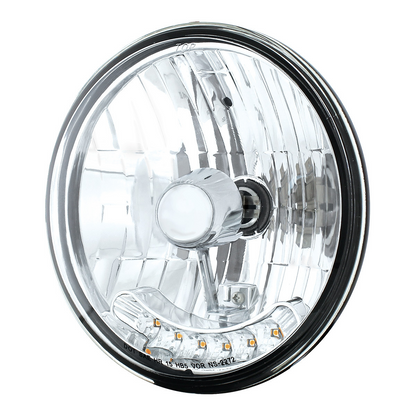 7" Crystal Headlight With 6 Amber LED Position Light