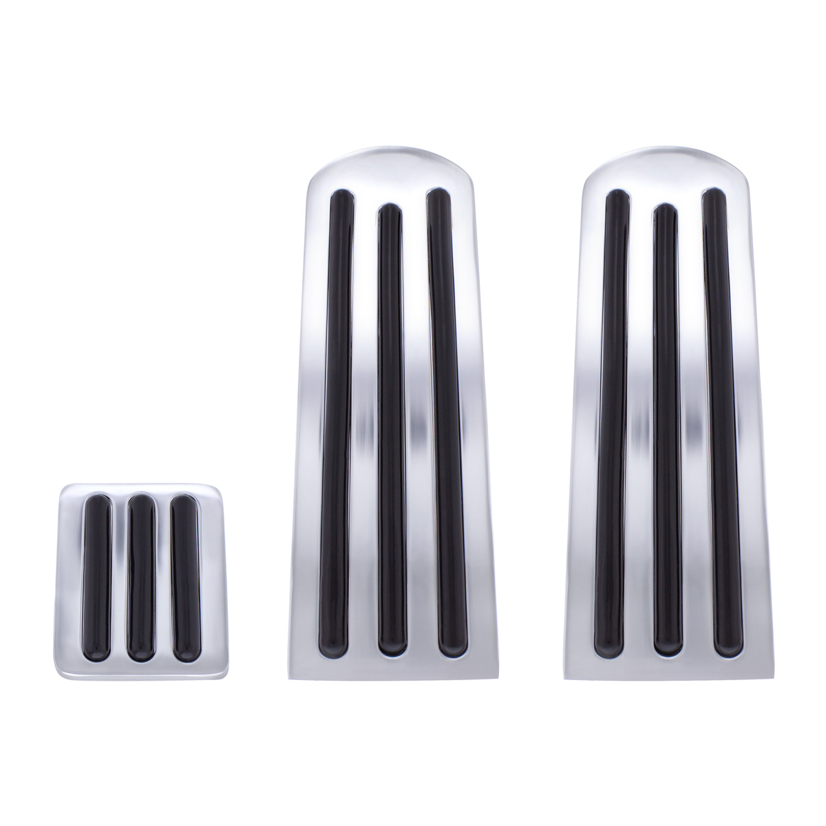 Chrome Pedal Set With Black Insert For Peterbilt
