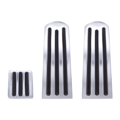 Chrome Pedal Set With Black Insert For Peterbilt