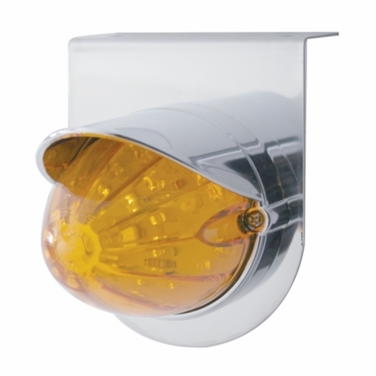 Stainless Light Bracket With 19 LED Watermelon Light & Visor - Amber LED/Amber Lens