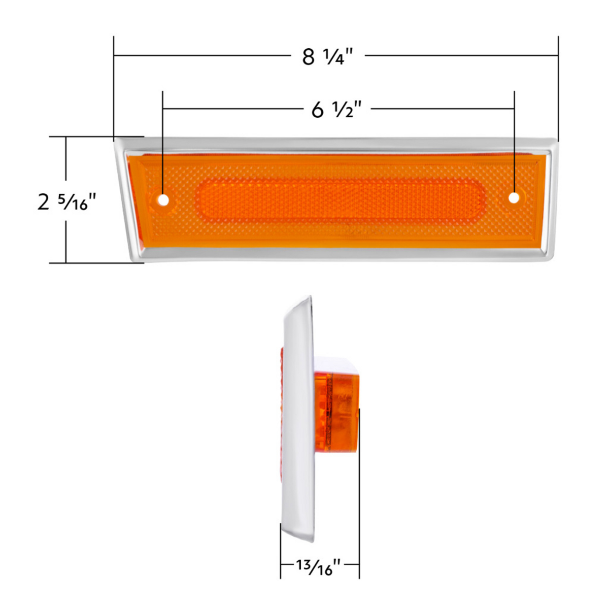 8 Amber LED Dual Function Side Marker With SS Trim For 1981-1987 Chevrolet & GMC Truck - L/H