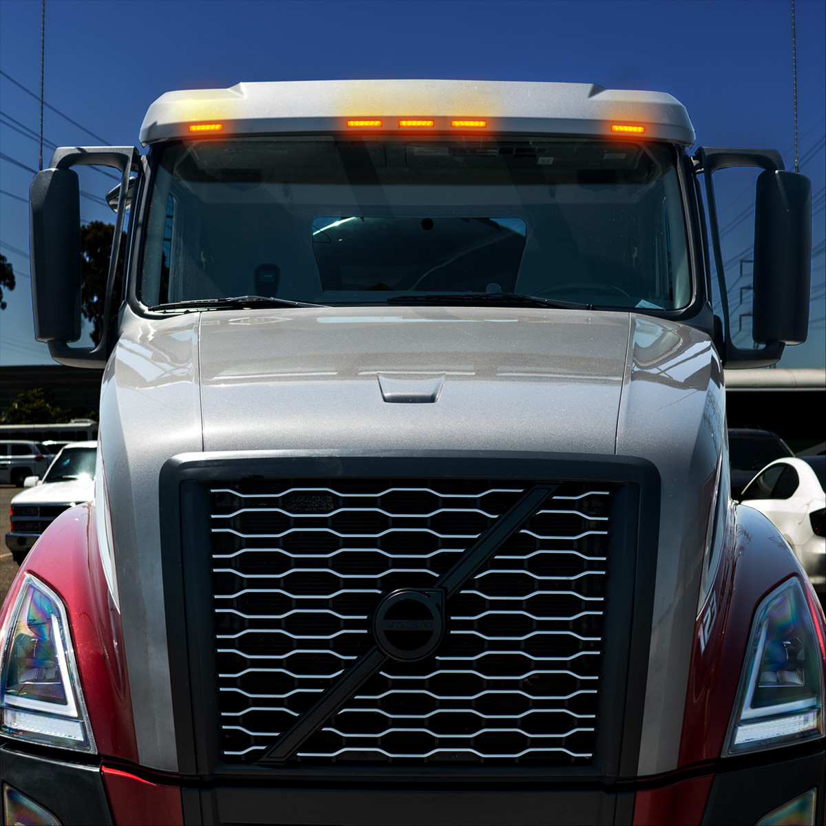 6 LED Exterior Visor Light For 1996-2024 Volvo VNL-Amber LED/Amber Lens