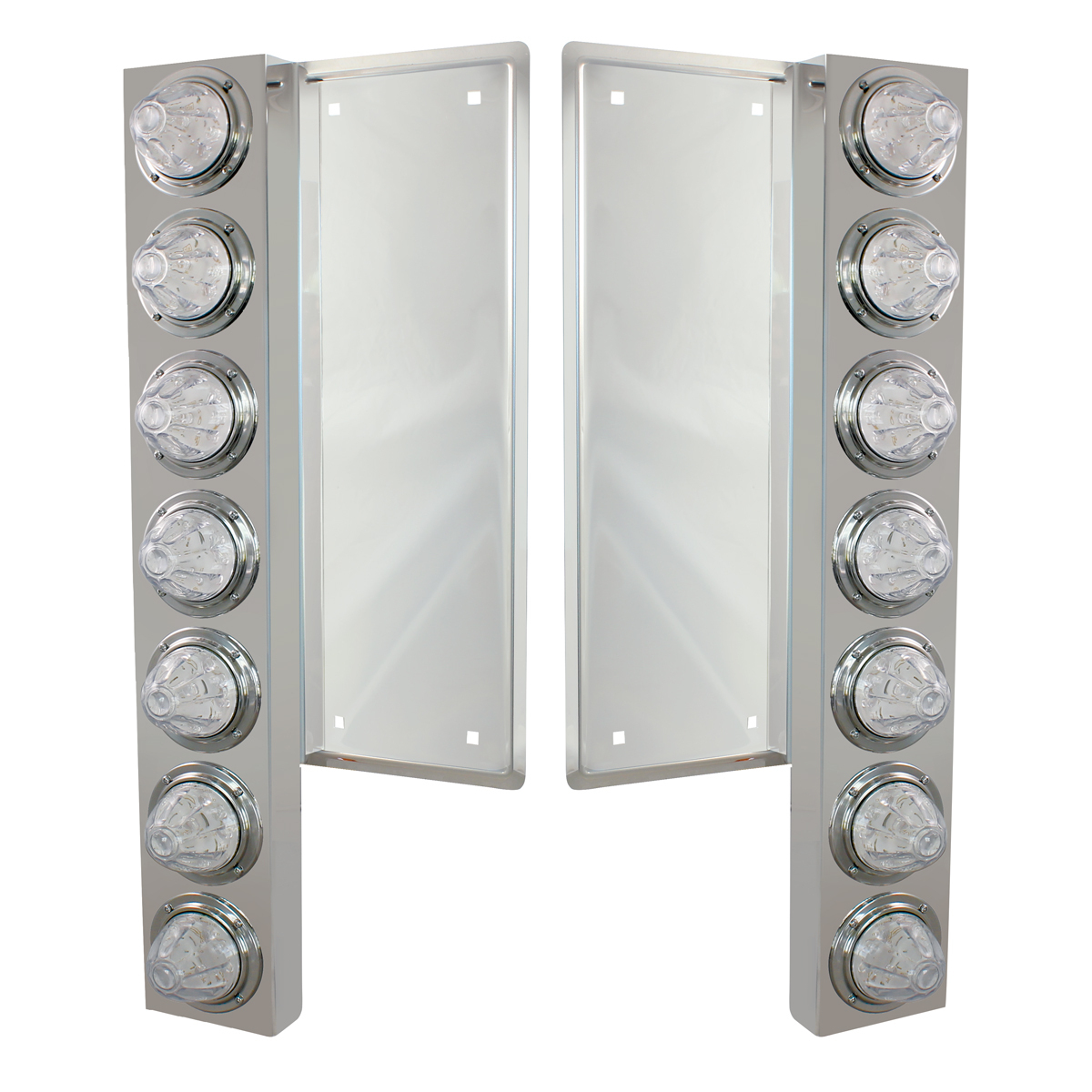 FL SS Front Air Cleaner Bracket With 12X 11 LED Watermelon Lights & Bezels -Amber LED/Clear Lens
