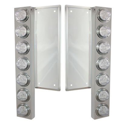 FL SS Front Air Cleaner Bracket With 12X 11 LED Watermelon Lights & Bezels -Amber LED/Clear Lens