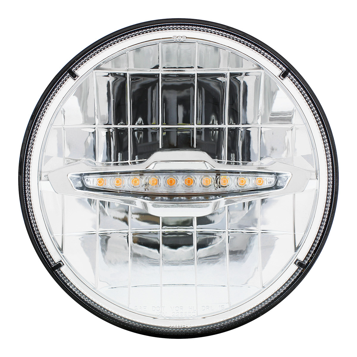 ULTRALIT - 3 High Power LED 7" Headlight With 10 Amber LED Position Light