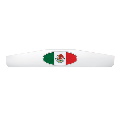 4" x 24" Chrome Bottom Mud Flap Weight With Oval Mexico Flag Emblem