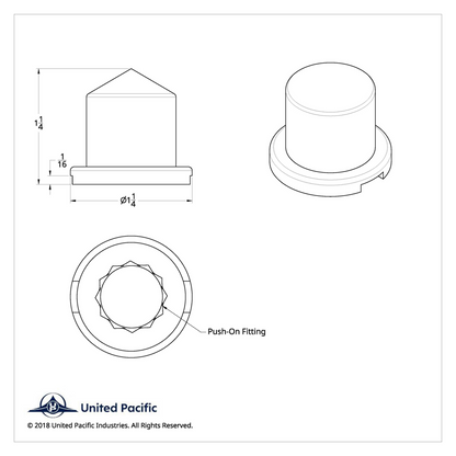 5/8" X 1-1/4" Chrome Plastic Pointed Nut Cover - Push-On
