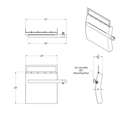 24" X 24" 430 Stainless Steel Quarter Fender With Tube Bracket Set - 4" Side Wall