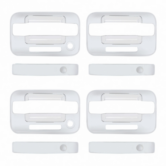 Chrome Door Handle Cover Set For 2004+ Ford F-150 4-Door Models With Keyless Entry