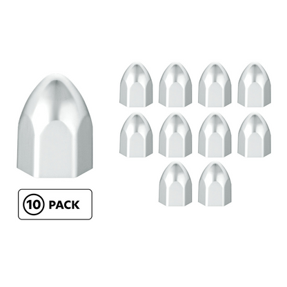 1/2" x 15/16" Chrome Plastic Bullet Nut Covers - Push-On (10-Pack)