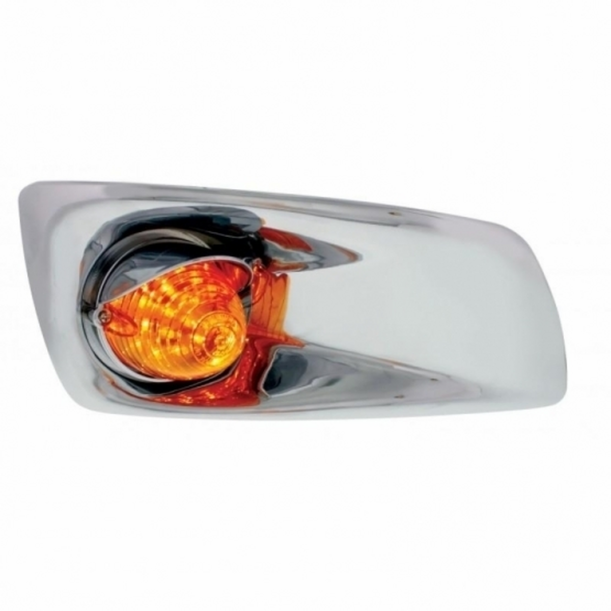 Fog Light Cover With 19 LED Beehive Light & Visor For 2007-17 KW T660 (Passenger) - Amber LED/ Amber Lens