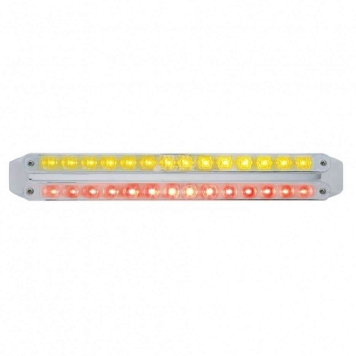 Dual 14 LED 12" Light Bars - Amber & Red LED/Chrome Lens