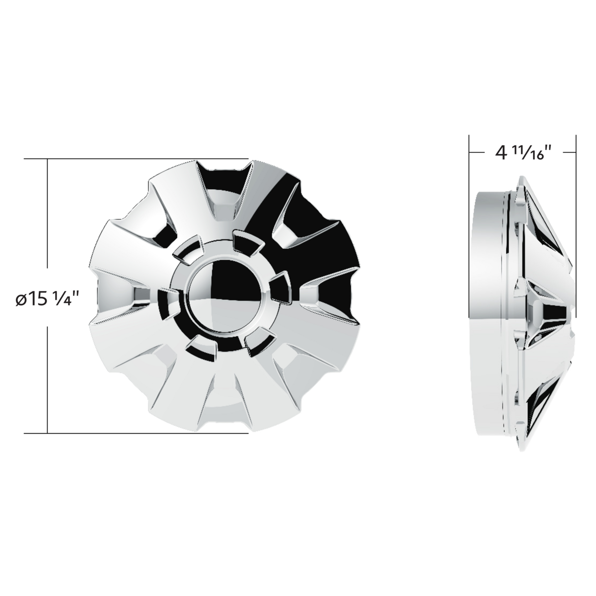 Rubicon Front Axle Cover Kit With 33mm Thread-On Nut Covers-Chrome