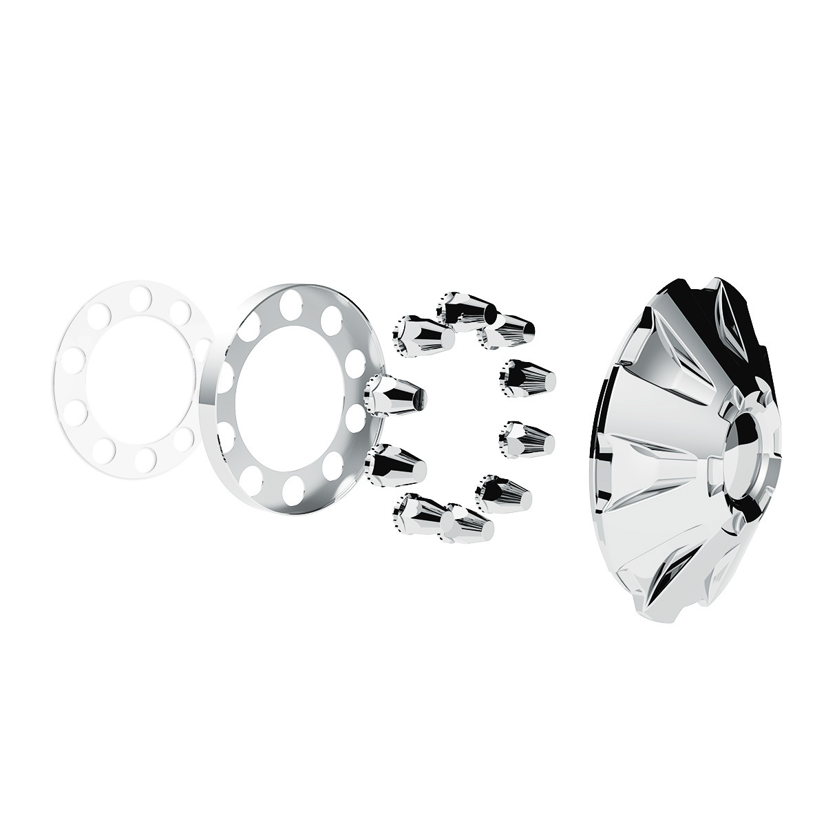Rubicon Front Axle Cover Kit With 33mm Thread-On Nut Covers-Chrome