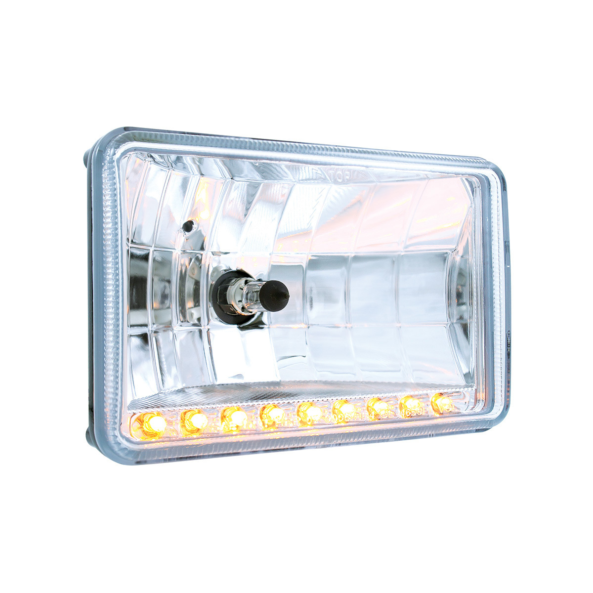 4" X 6" Crystal Headlight With 9 Amber LED Position Light - High Beam