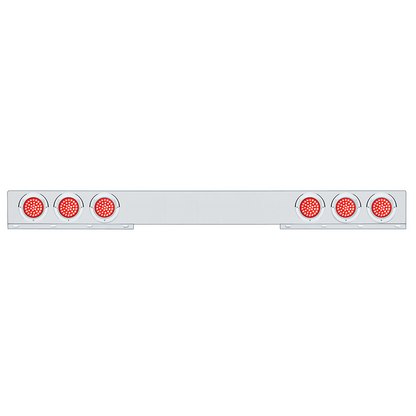 Stainless 1 Piece Rear Light Bar With Six 36 LED 4" Lights & Visors - Red LED/Red Lens