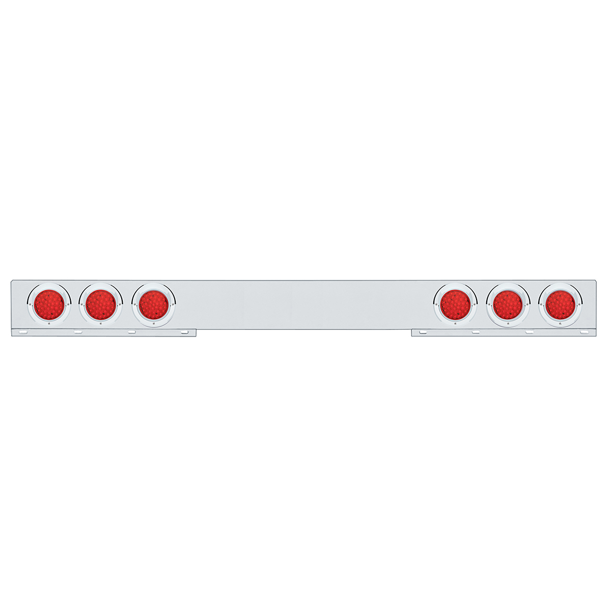 Stainless 1 Piece Rear Light Bar With Six 36 LED 4" Lights & Visors - Red LED/Red Lens