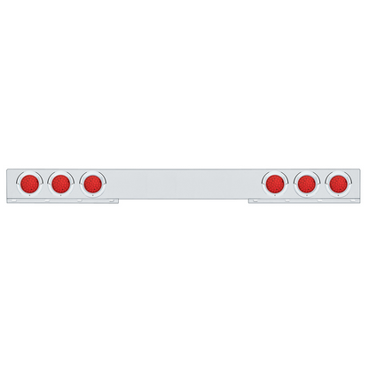 Stainless 1 Piece Rear Light Bar With Six 36 LED 4" Lights & Visors - Red LED/Red Lens