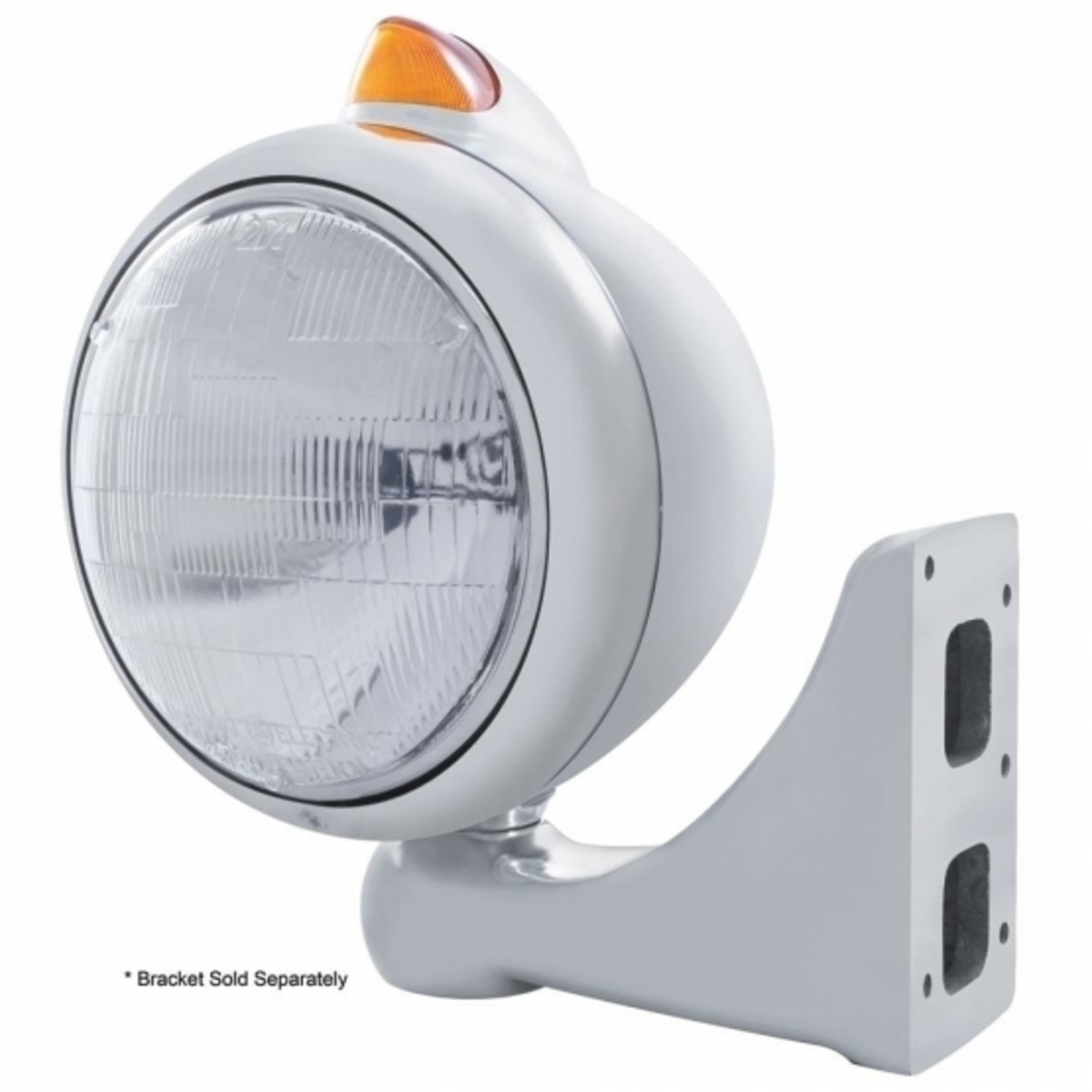Stainless Steel Guide 682-C Headlight 6014 & Original Style LED Signal - Amber Lens