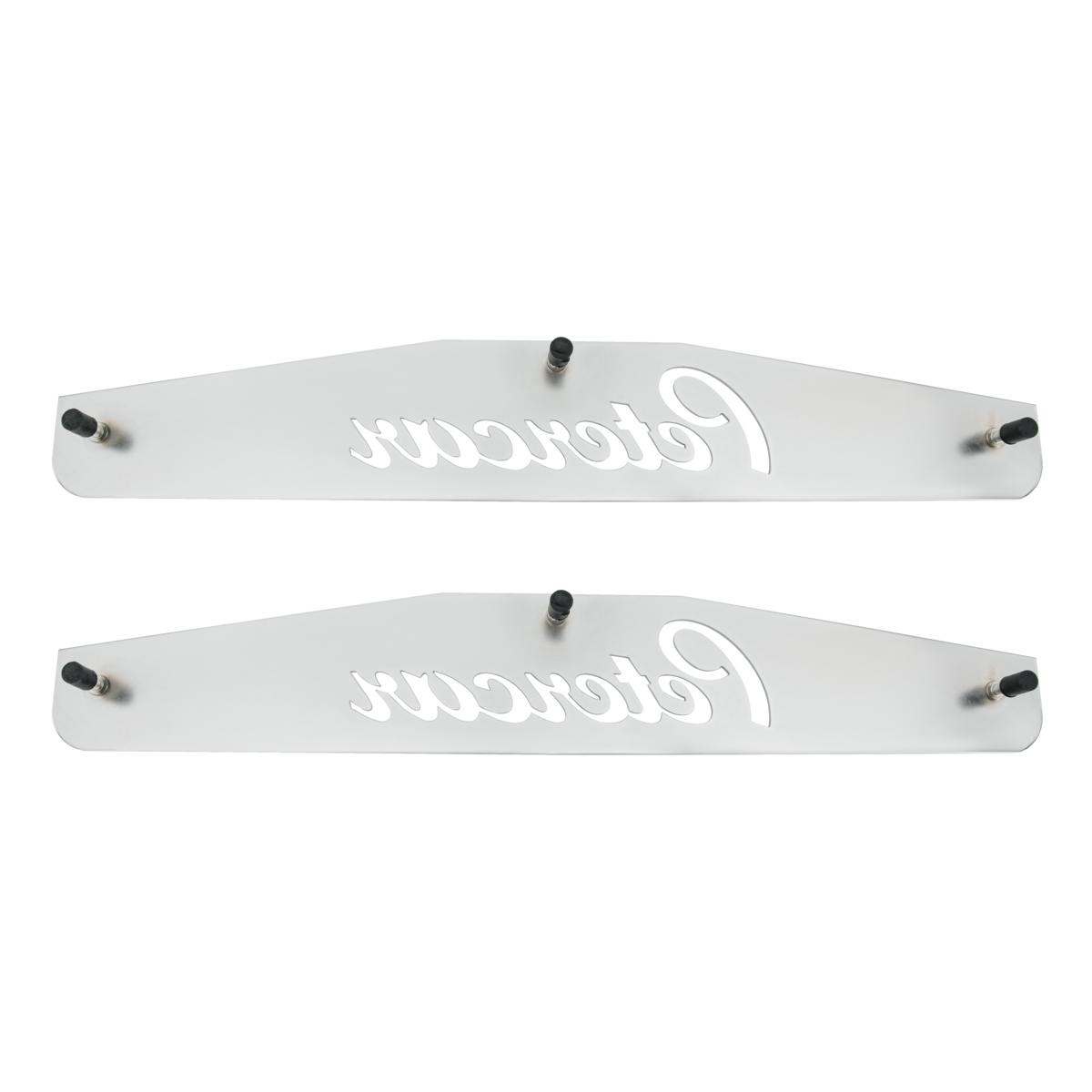 4" X 24" Chrome Petercar Bottom Mud Flap Plate - Welded Stud (Card of 2)