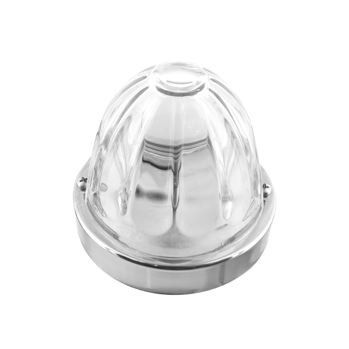 Dual Function Glass Watermelon Flush Mount Kit With LED Bulb - Amber LED/Clear Lens