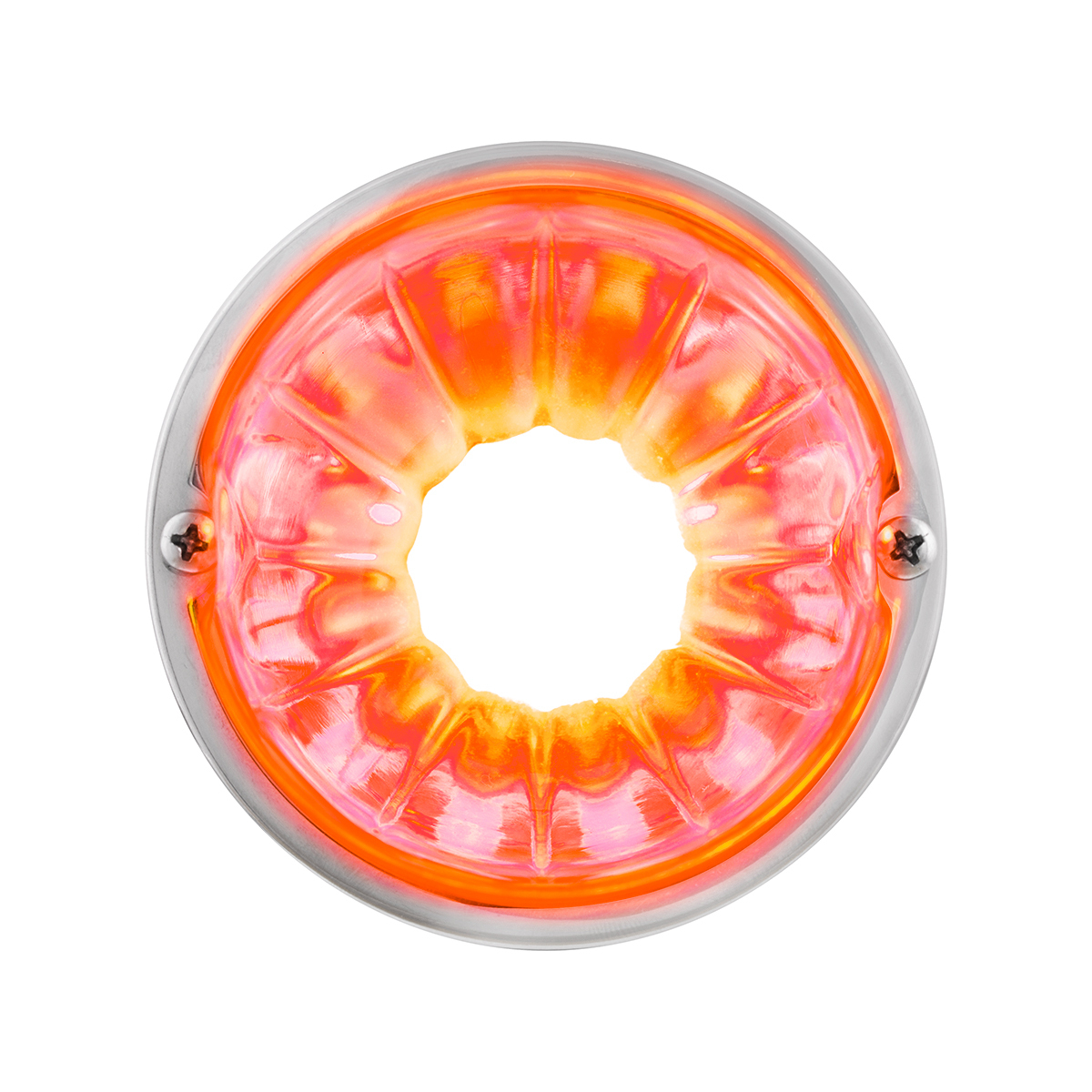 Dual Function Glass Watermelon Flush Mount Kit With LED Bulb - Amber LED/Clear Lens