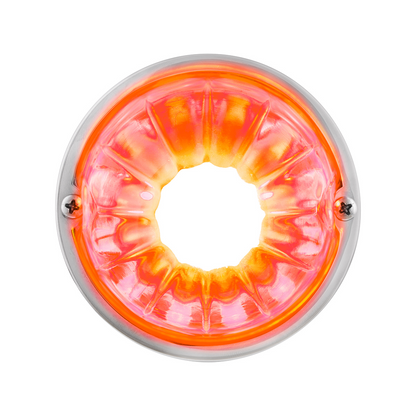 Dual Function Glass Watermelon Flush Mount Kit With LED Bulb - Amber LED/Clear Lens