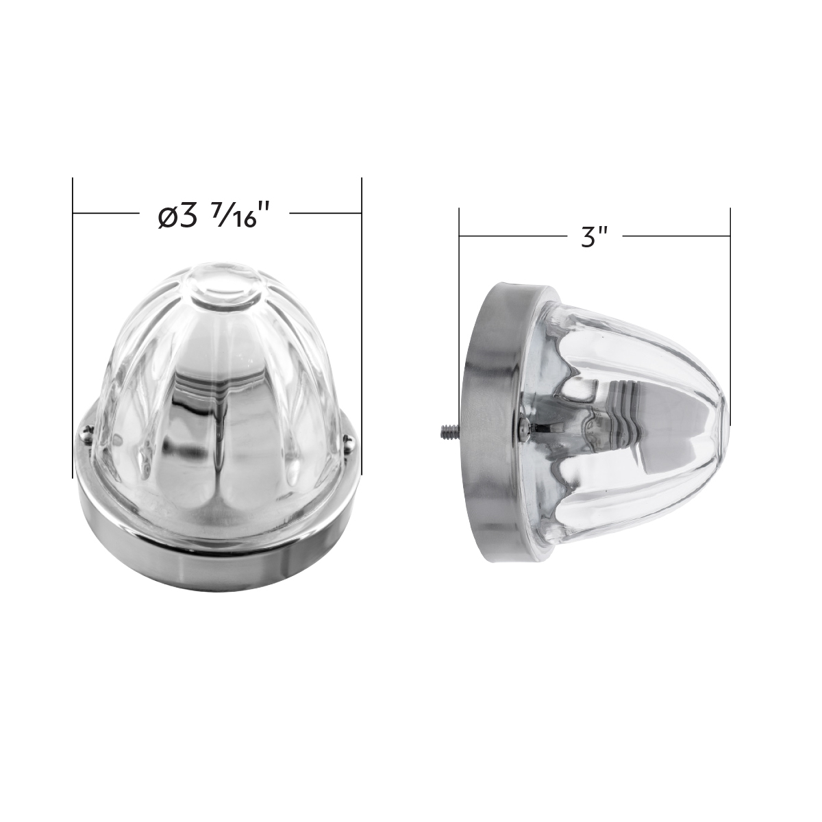 Dual Function Glass Watermelon Flush Mount Kit With LED Bulb - Amber LED/Clear Lens