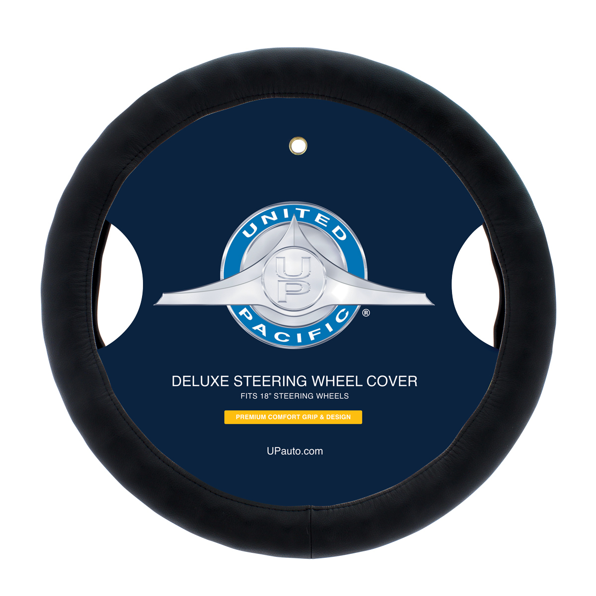 18" Premium Comfort Grip Steering Wheel Cover - Black