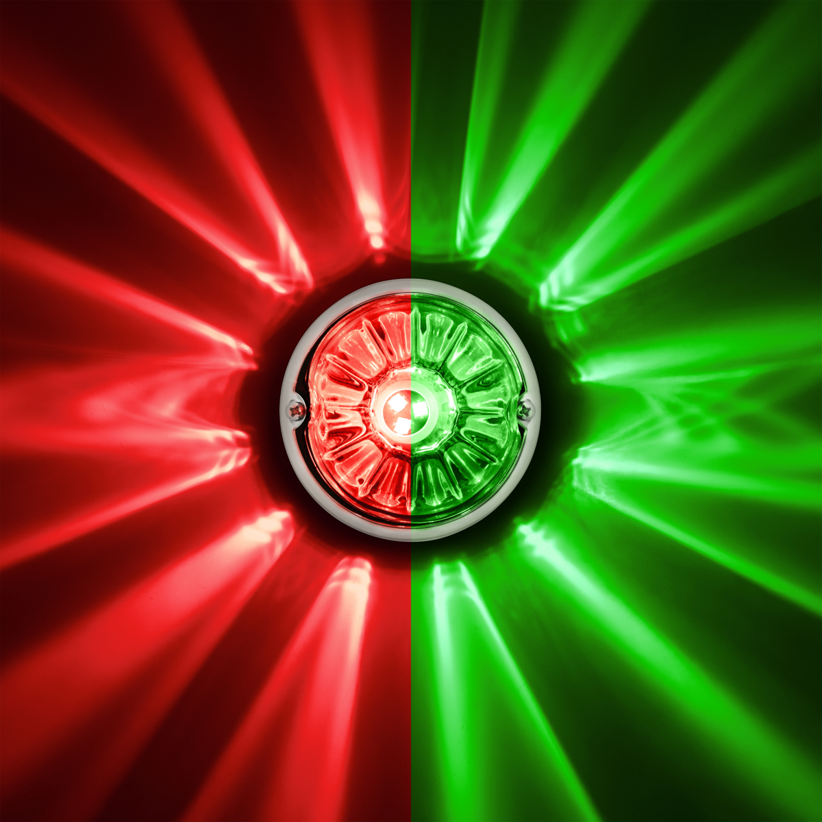 360-Degree Double Fury LED Bulb Glass Watermelon Flush Mount Kit-Red & Green LED