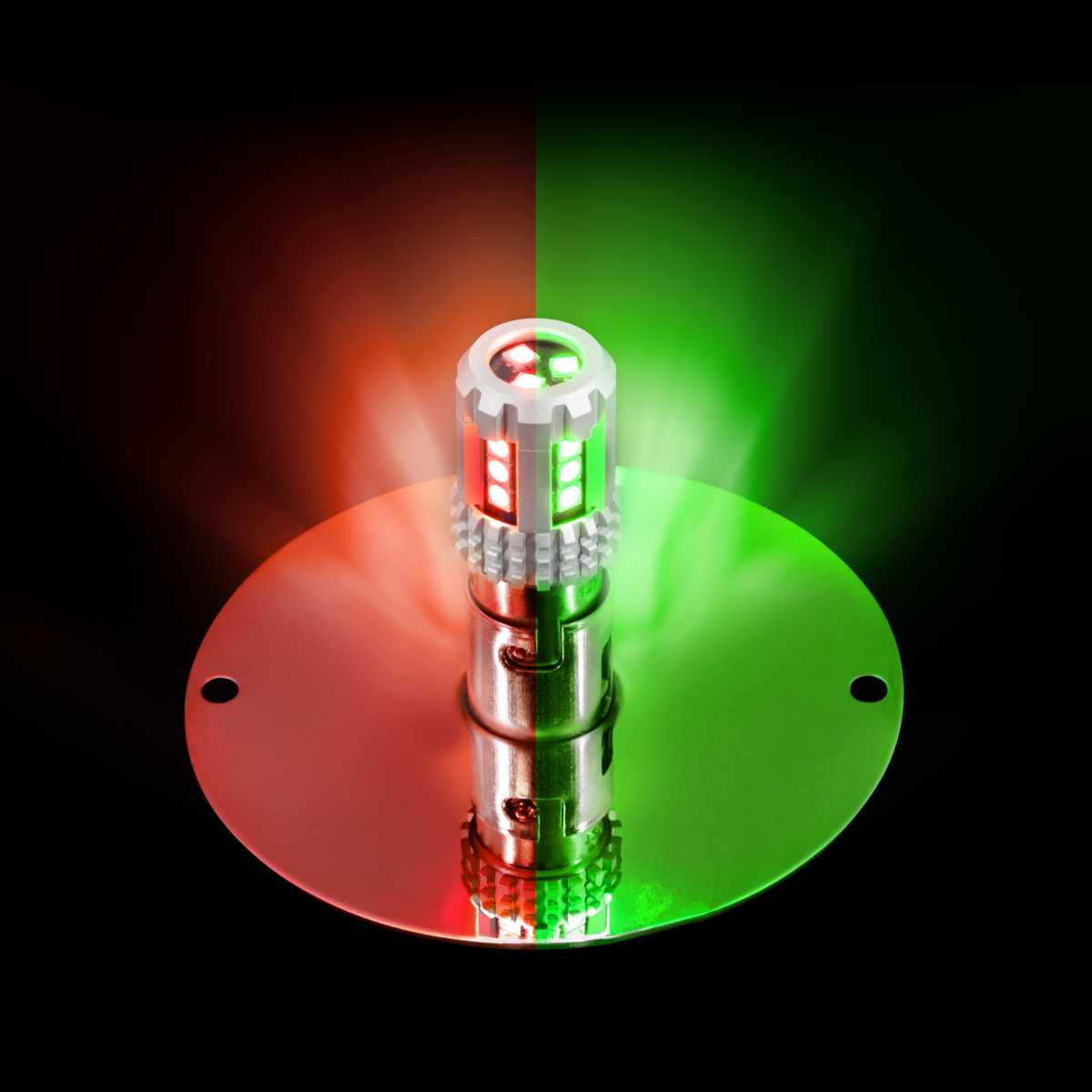 360-Degree Double Fury LED Bulb Glass Watermelon Flush Mount Kit-Red & Green LED