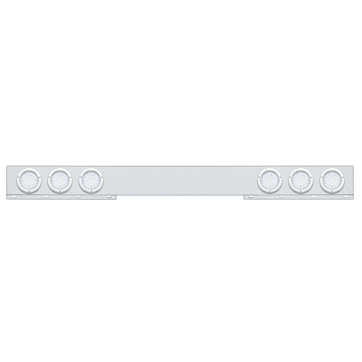 Stainless 1 Piece Rear Light Bar With Six 36 LED 4" Lights & Bezels - Red LED/Clear Lens