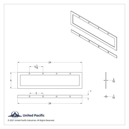 24" X 6" Quarter Fender Top Mud Flap With Mounting Hardware (Pair)