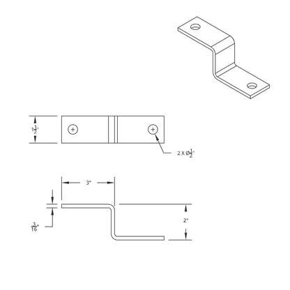 Heavy Duty "Z" Mounting Bracket - 3" x 2" x 3"