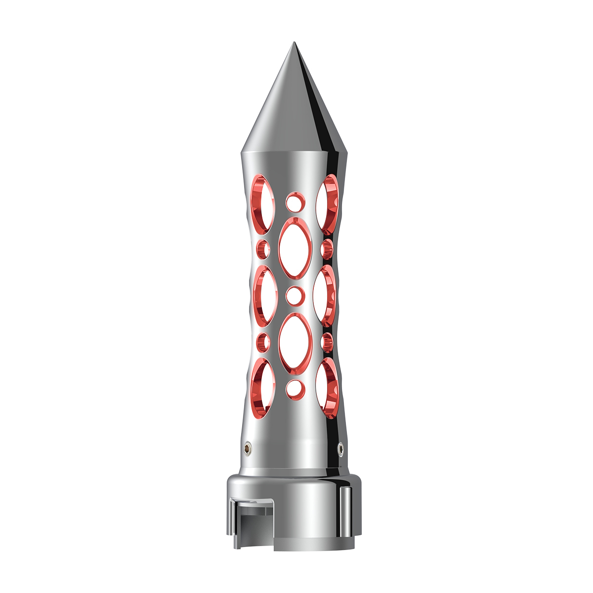 Thread-On Daytona Spike Gearshift Knob With LED 13/15/18 Speed Adapter - Chrome/Red LED