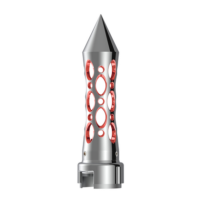 Thread-On Daytona Spike Gearshift Knob With LED 13/15/18 Speed Adapter - Chrome/Red LED