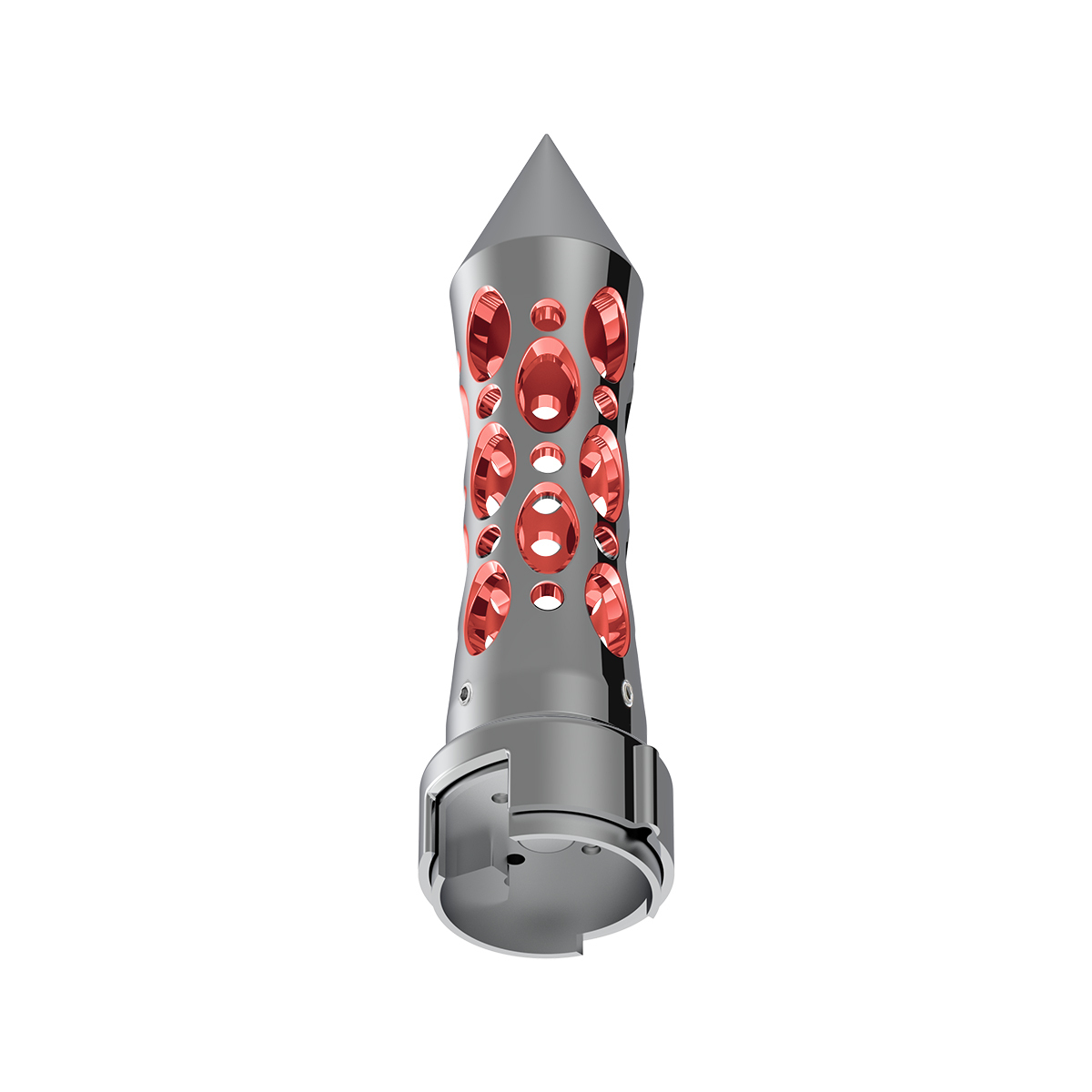 Thread-On Daytona Spike Gearshift Knob With LED 13/15/18 Speed Adapter - Chrome/Red LED