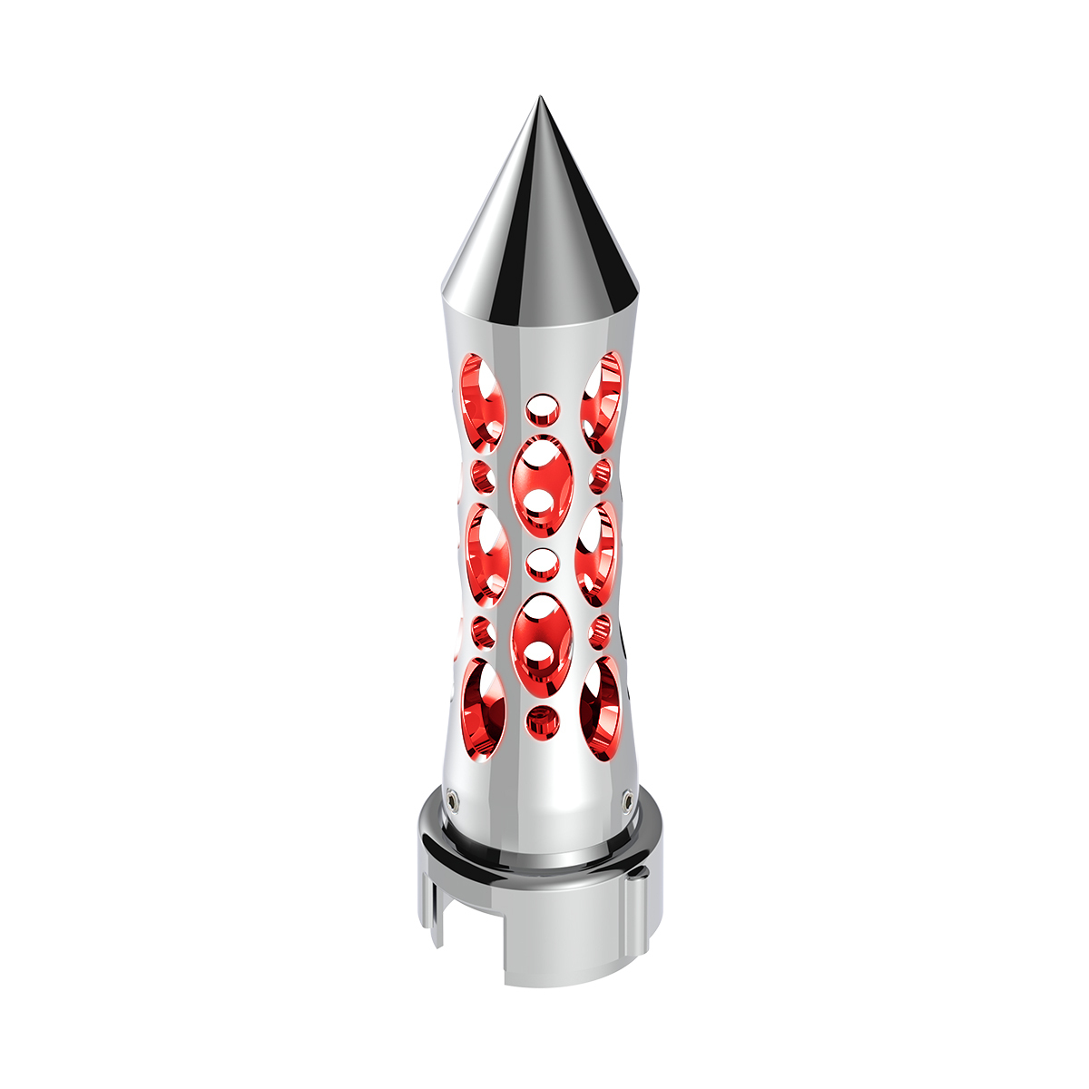 Thread-On Daytona Spike Gearshift Knob With LED 13/15/18 Speed Adapter - Chrome/Red LED
