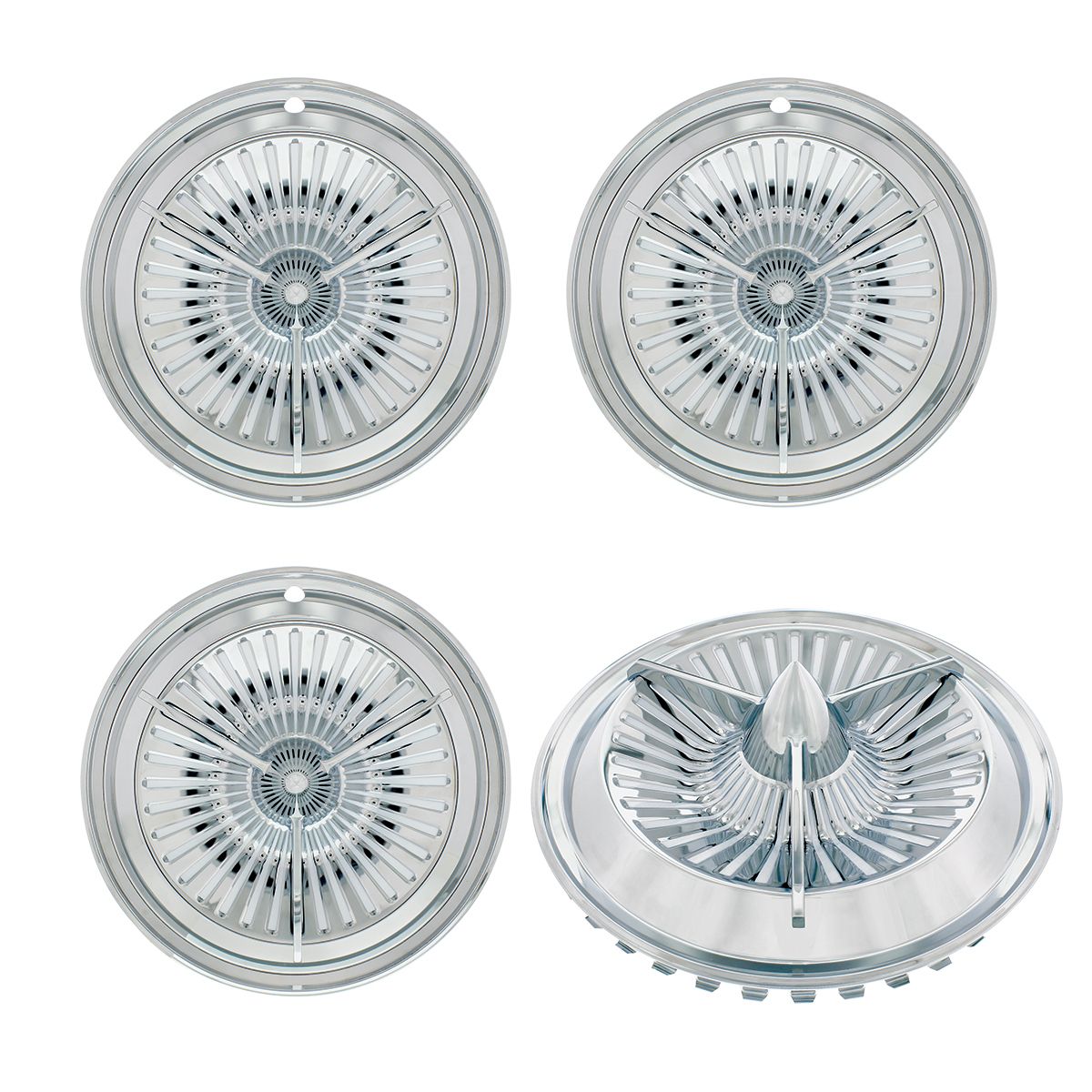 14" Chrome Polara Tri-Bar Hubcap (4/Set)