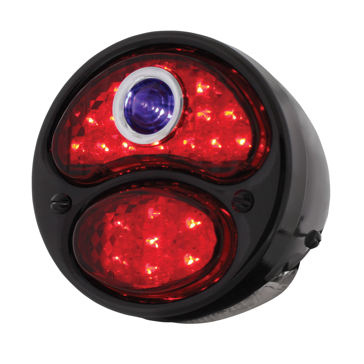LED 12V Tail Light Assembly With Black Housing & Blue Dot For 1928-31 Model A - L/H