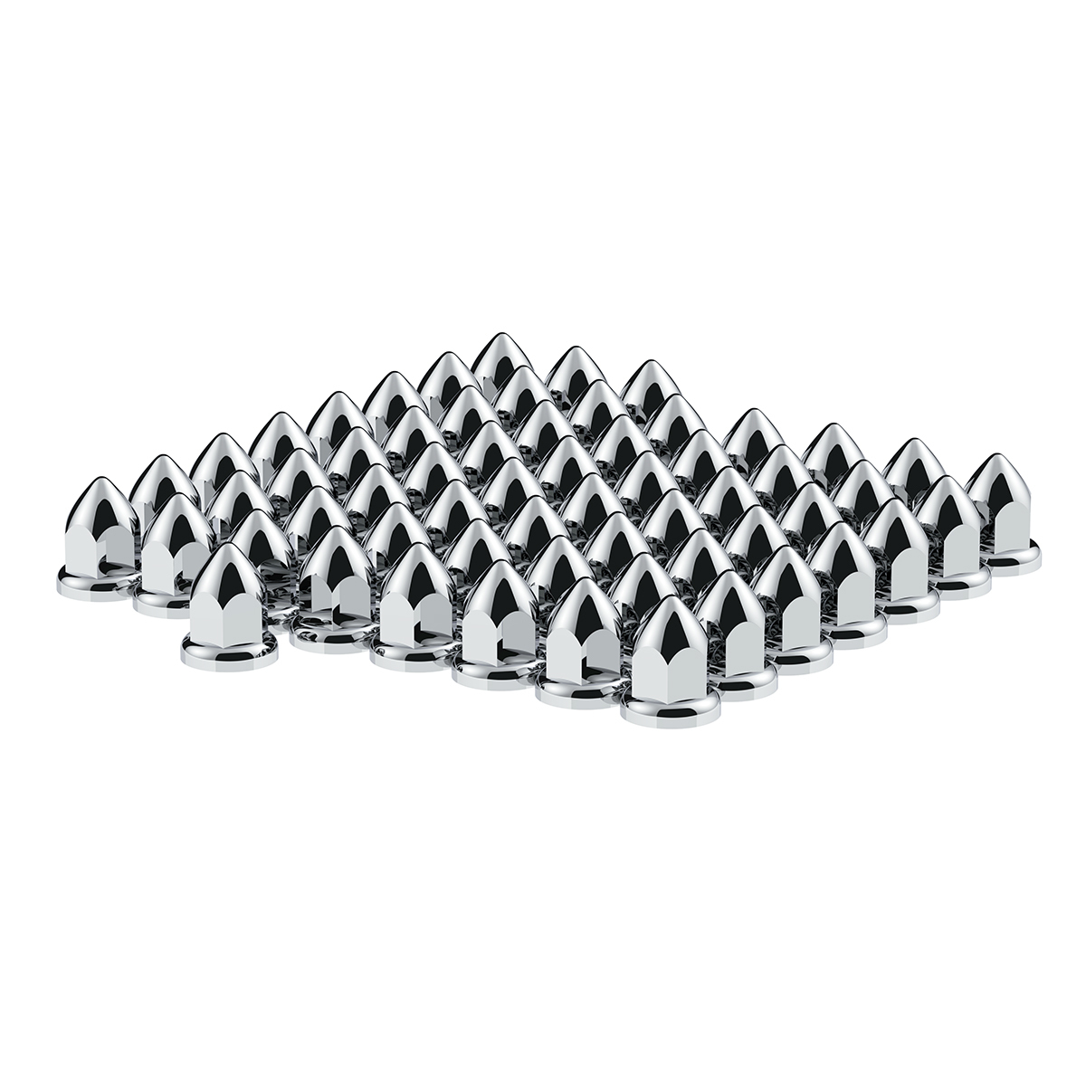 33mm X 2-3/8" Chrome Plastic Bullet Nut Cover With Flange - Push-On (Color Box of 60)