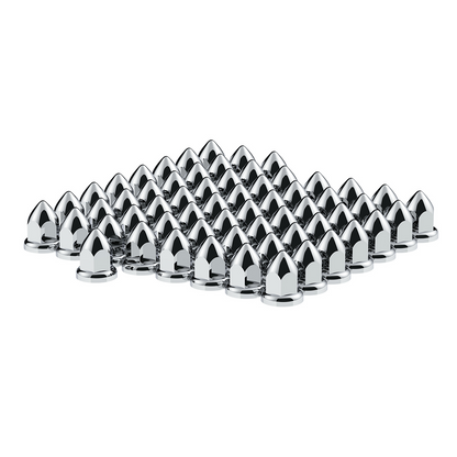 33mm X 2-3/8" Chrome Plastic Bullet Nut Cover With Flange - Push-On (Color Box of 60)