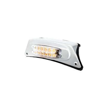 Chrome Fender Light Bracket With 12 LED Reflector Light - Amber LED/Clear Lens
