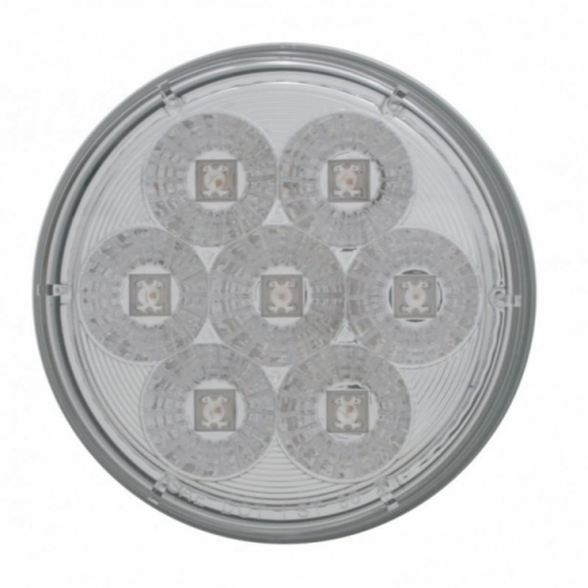 2" Bolt Pattern SS Spring Loaded Bar With 6X 4" 7 LED Lights & Visors -Red LED/Clear Lens (Pair)