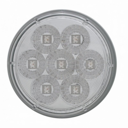 2" Bolt Pattern SS Spring Loaded Bar With 6X 4" 7 LED Lights & Visors -Red LED/Clear Lens (Pair)