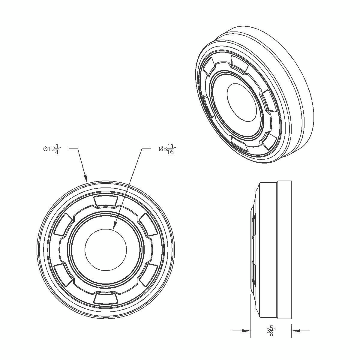Chrome Center Hubcap For 1978-1984 Ford F-250/F-350 4X4-Front Wheel