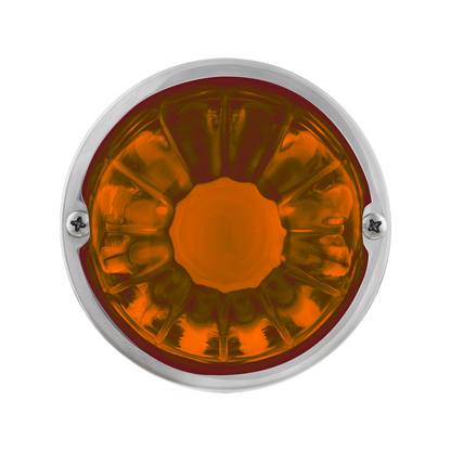 Dual Function Glass Watermelon Flush Mount Kit With LED Bulb - Amber LED/Dark Amber Lens