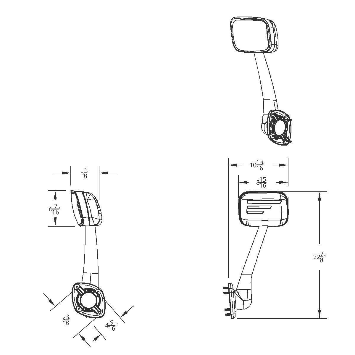 Chrome Hood Mirror Assembly With Sequential LED Turn Signal For 2008-2017 Freightliner Cascadia - Passenger