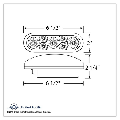 7 LED 6" Oval Reflector Stop, Turn & Tail Light - Red LED/Clear Lens