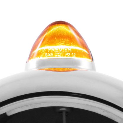 Black Guide 682-C Headlight H4 With White LED & Original Style LED Signal - Amber Lens